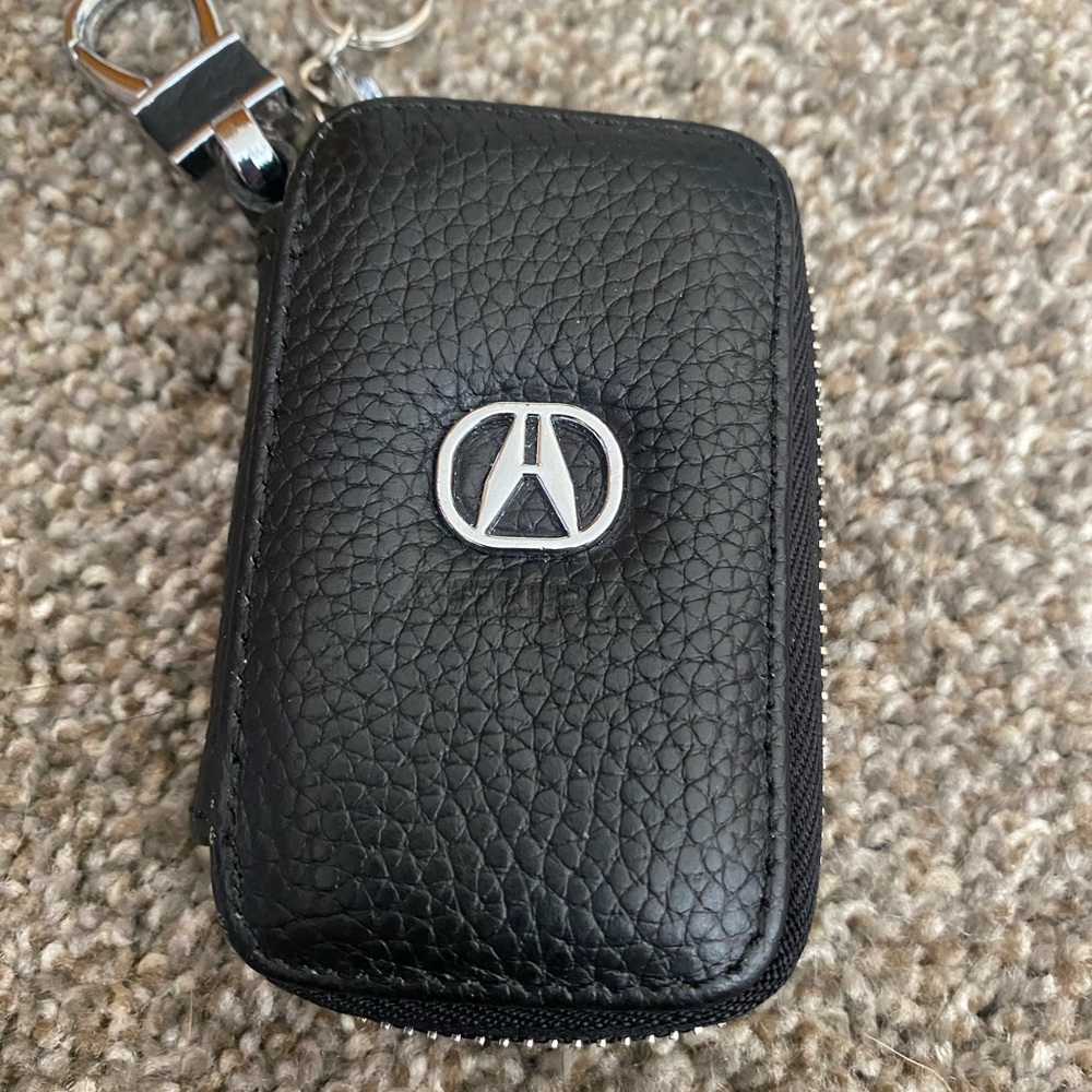 Black Leather Car Key Holder for Acura